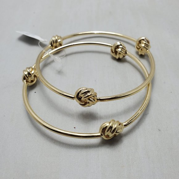BKE double Celtic knot gold bangle set - Picture 1 of 5